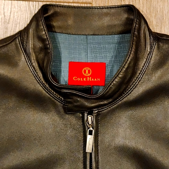 Cole Hann Lambskin Leather Jacket - Picture 8 of 11
